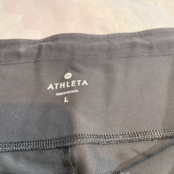 Athleta Stealth TruCool Leggings Womens Large Black White High Rise Cropped Pant - Picture 5 of 13